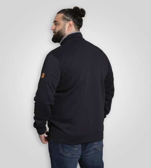 D555 Johnson Zip Through Fleece Sweatshirt with Chest Embroidery Navy - Sweatshirts & hoodies - Sweatshirts/Hoodies grande taille homme