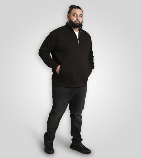 D555 Russel Fleece Sweatshirt with Chest Embroidery Black - Sweatshirts & hoodies - Sweatshirts/Hoodies grande taille homme