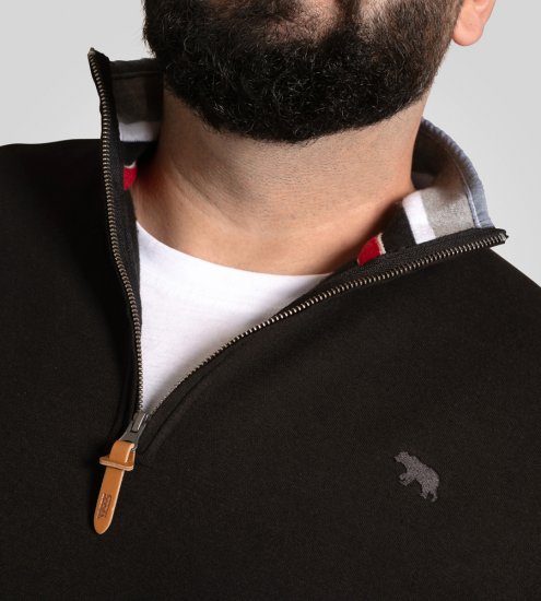 D555 Russel Fleece Sweatshirt with Chest Embroidery Black - Sweatshirts & hoodies - Sweatshirts/Hoodies grande taille homme