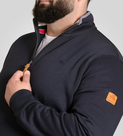 D555 Russel Zip Through Fleece Sweatshirt with Chest Embroidery Navy - Sweatshirts & hoodies - Sweatshirts/Hoodies grande taille homme