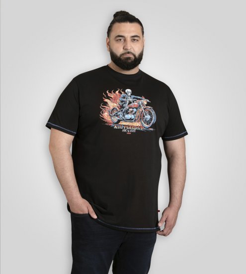 D555 Dewsbury Skeleton On Bike Crew Neck T-Shirt Black TALL SIZE - VÊTEMENTS HOMME MT-6XLT - Vêtements Tall Homme