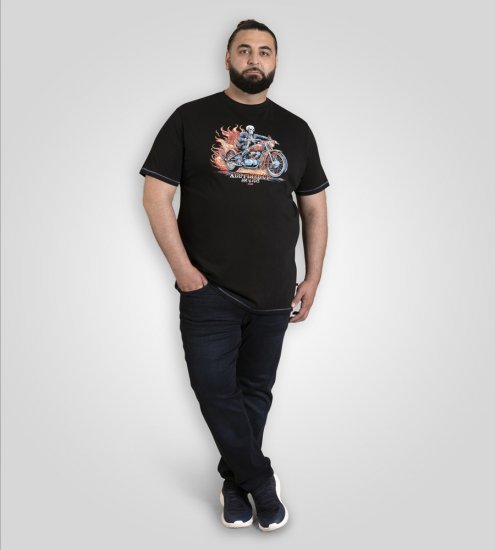 D555 Dewsbury Skeleton On Bike Crew Neck T-Shirt Black TALL SIZE - VÊTEMENTS HOMME MT-6XLT - Vêtements Tall Homme