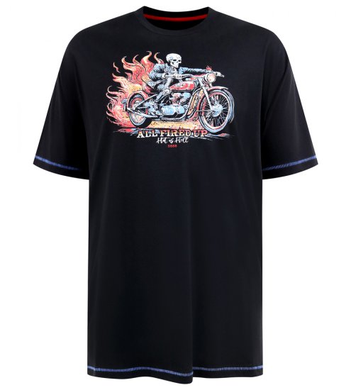 D555 Dewsbury Skeleton on Bike Crew Neck T-Shirt Black - T-shirts - T-shirts Homme Grande Taille