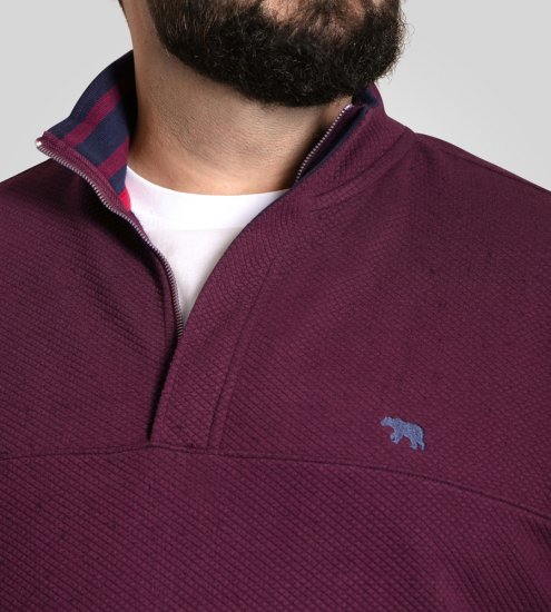 D555 Lancaster Sweat Matelassé Bordeaux - Sweatshirts & hoodies - Sweatshirts/Hoodies grande taille homme
