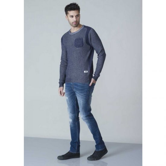 D555 Bryson Crewneck Sweater with Pocket Navy - Sweatshirts & hoodies - Sweatshirts/Hoodies grande taille homme