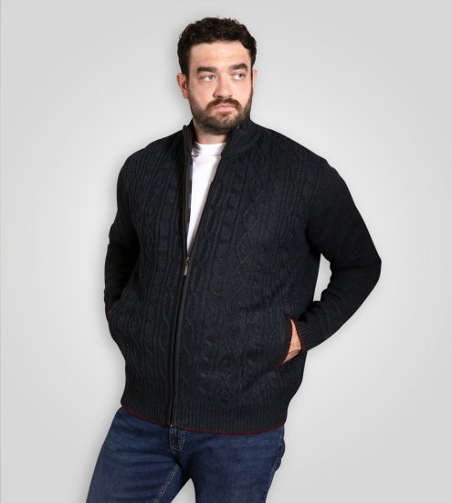 D555 Gillingham Gilet Tricoté Zippé Avec Doublure Bleu Marine - Sweatshirts & hoodies - Sweatshirts/Hoodies grande taille homme