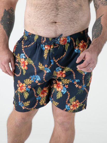D555 Dawson AO Short de Bain avec Imprimé Hawaïen Bleu Marine - Sous-vêtements & bain - Sous-vêtements Grande Taille
