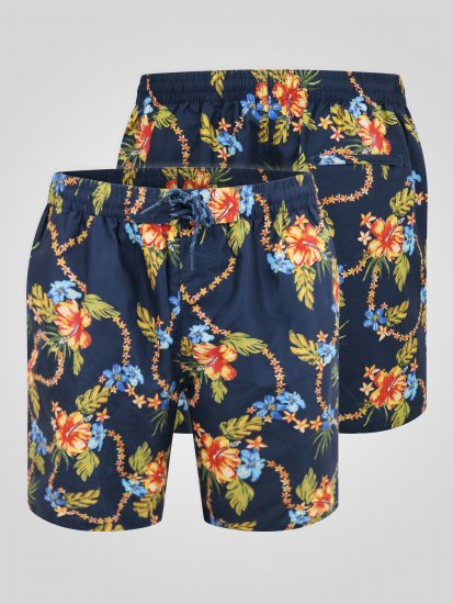 D555 Dawson AO Short de Bain avec Imprimé Hawaïen Bleu Marine - Sous-vêtements & bain - Sous-vêtements Grande Taille