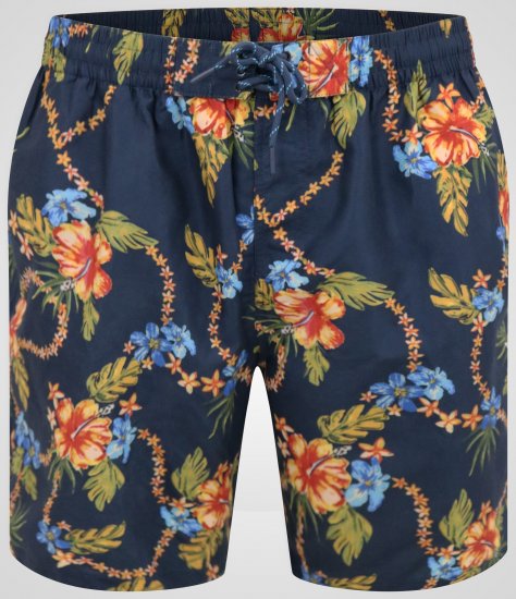 D555 Dawson AO Short de Bain avec Imprimé Hawaïen Bleu Marine - Sous-vêtements & bain - Sous-vêtements Grande Taille