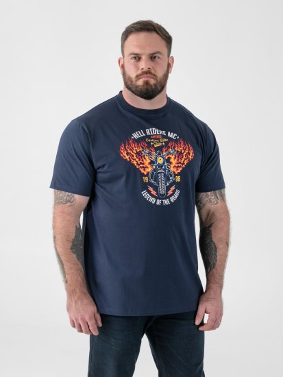 D555 Hockney T-shirt avec Imprimé Moto Bleu Marine - T-shirts - T-shirts Homme Grande Taille