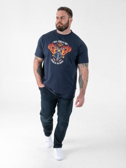 D555 Hockney T-shirt avec Imprimé Moto Bleu Marine - T-shirts - T-shirts Homme Grande Taille