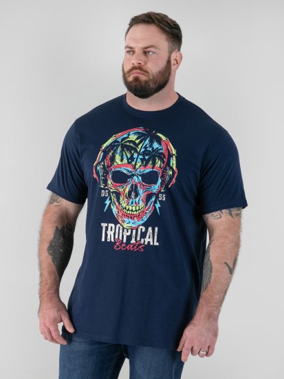 D555 Linton T-shirt avec Imprimé Crâne Multicolore Bleu Marine - T-shirts - T-shirts Homme Grande Taille