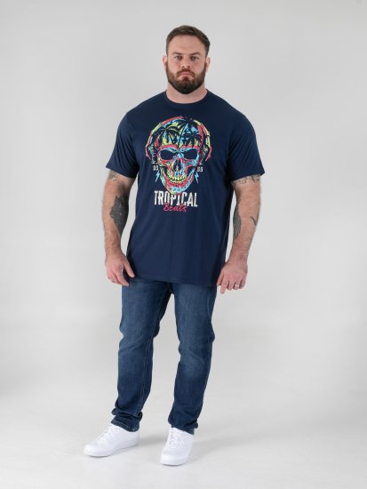 D555 Linton T-shirt avec Imprimé Crâne Multicolore Bleu Marine - T-shirts - T-shirts Homme Grande Taille