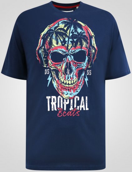 D555 Linton T-shirt avec Imprimé Crâne Multicolore Bleu Marine - T-shirts - T-shirts Homme Grande Taille