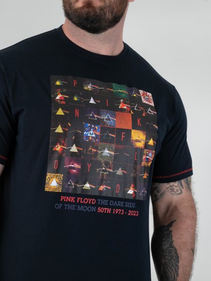 D555 Otto Official Pink Floyd 50th Anniversary T-shirt Imprimé Bleu Marine - T-shirts - T-shirts Homme Grande Taille