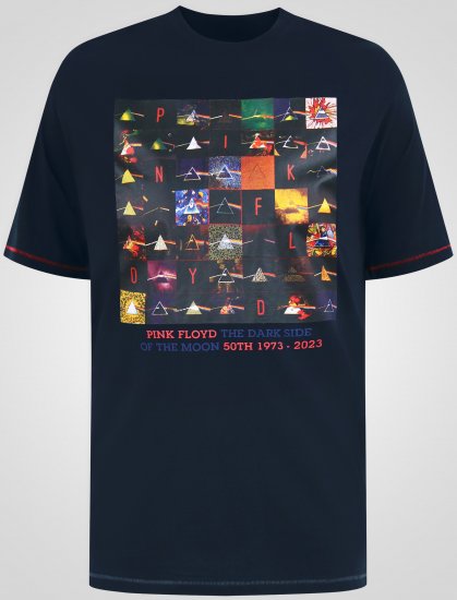D555 Otto Official Pink Floyd 50th Anniversary T-shirt Imprimé Bleu Marine - T-shirts - T-shirts Homme Grande Taille