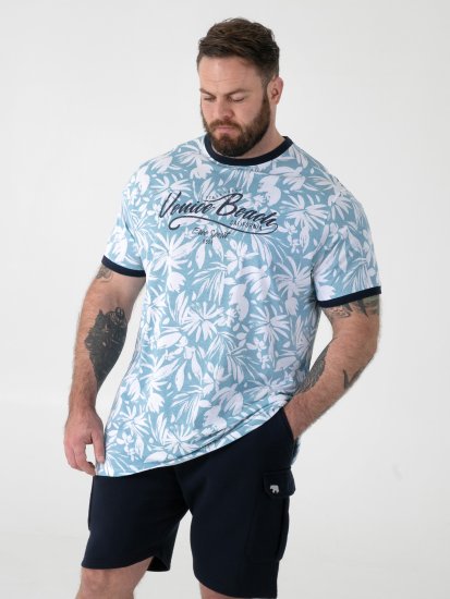 D555 Shoreham AO T-shirt avec Imprimé Venice Beach Bleu - T-shirts - T-shirts Homme Grande Taille