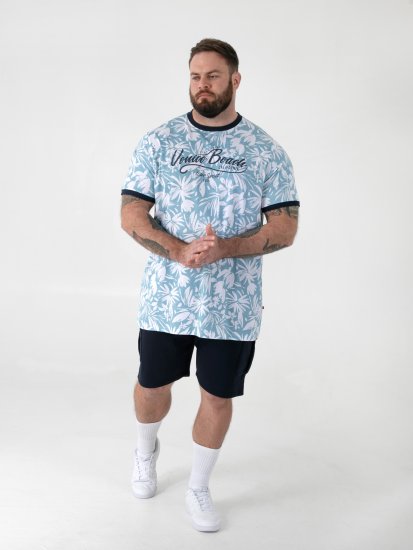 D555 Shoreham AO T-shirt avec Imprimé Venice Beach Bleu - T-shirts - T-shirts Homme Grande Taille