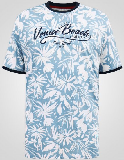 D555 Shoreham AO T-shirt avec Imprimé Venice Beach Bleu - T-shirts - T-shirts Homme Grande Taille