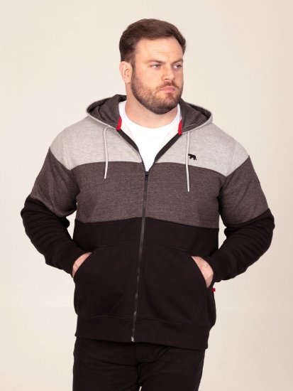 D555 Fitzgerald Zip Through Hoody With Cut & Sew Panels Noir - Sweatshirts & hoodies - Sweatshirts/Hoodies grande taille homme
