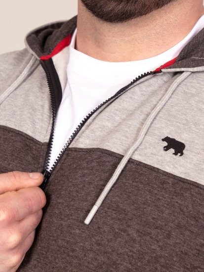 D555 Fitzgerald Zip Through Hoody With Cut & Sew Panels Noir - Sweatshirts & hoodies - Sweatshirts/Hoodies grande taille homme