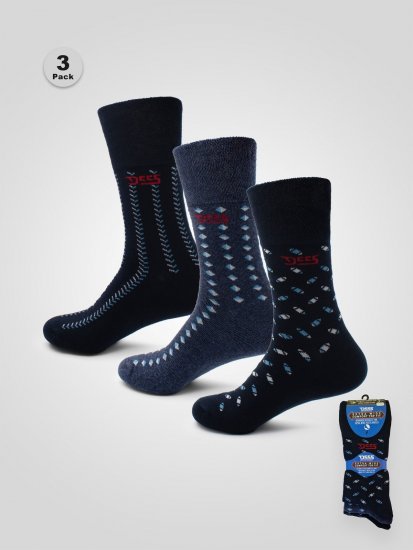 D555 Harold 3 Extra Wide Comfort Fit Socks 3-pack Navy/Denim - Sous-vêtements & bain - Sous-vêtements Grande Taille