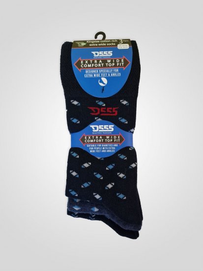 D555 Harold 3 Extra Wide Comfort Fit Socks 3-pack Navy/Denim - Sous-vêtements & bain - Sous-vêtements Grande Taille