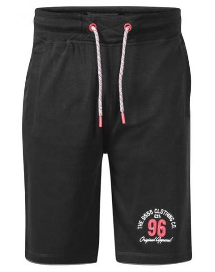 D555 Tompkins 1 Elasticated Waist Shorts Black - Pantalons/shorts de survêtement - Survêtement/jogging grandes tailles