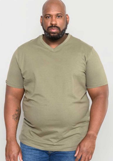 D555 Signature V-neck T-shirt Khaki - T-shirts - T-shirts Homme Grande Taille