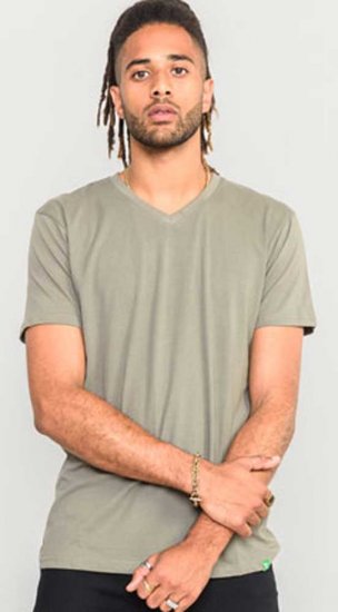 D555 Signature V-neck T-shirt Khaki - T-shirts - T-shirts Homme Grande Taille
