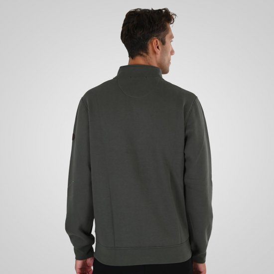 Double Outfitters MTOP-1163 Sweat-shirt col zippé Kaki - Sweatshirts & hoodies - Sweatshirts/Hoodies grande taille homme