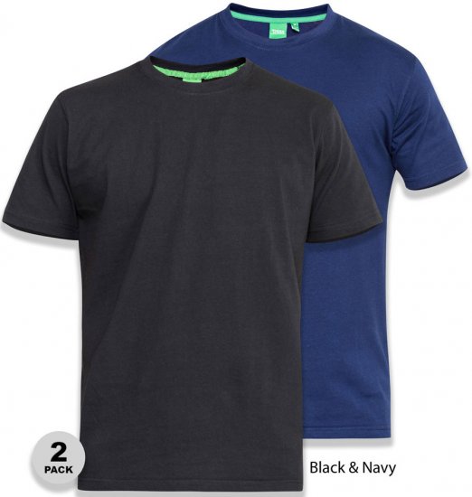 D555 Fenton 2-pack Black/Navy T-shirt - T-shirts - T-shirts Homme Grande Taille