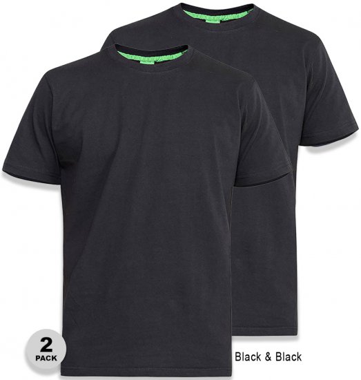 D555 Fenton 2-pack Black/Black T-shirt - T-shirts - T-shirts Homme Grande Taille