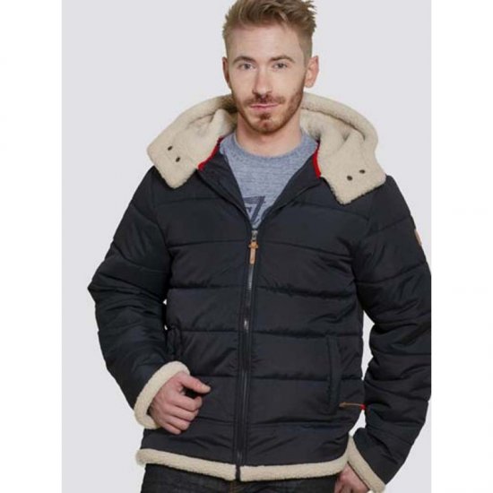 D555 Hudson Hooded Puffer Jacket Navy - Vestes - Vestes Homme Grandes Tailles