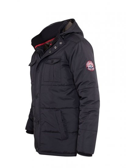 D555 Lonsdale Parka Style Jacket With Embroidery Patch On Sleeve Black - Vestes - Vestes Homme Grandes Tailles