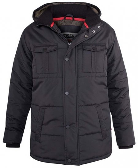 D555 Lonsdale Parka Style Jacket With Embroidery Patch On Sleeve Black - Vestes - Vestes Homme Grandes Tailles