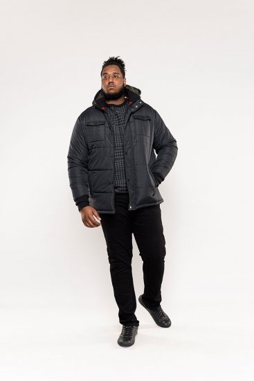 D555 Lonsdale Parka Style Jacket With Embroidery Patch On Sleeve Black - Vestes - Vestes Homme Grandes Tailles