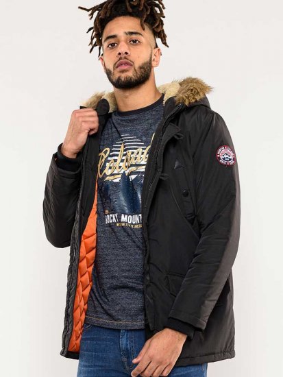D555 Dundee Parka Jacket With Fur trimming and Teddy Fur Lined hood - Vestes - Vestes Homme Grandes Tailles