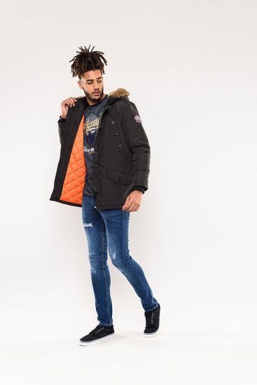 D555 Dundee Parka Jacket With Fur trimming and Teddy Fur Lined hood - Vestes - Vestes Homme Grandes Tailles