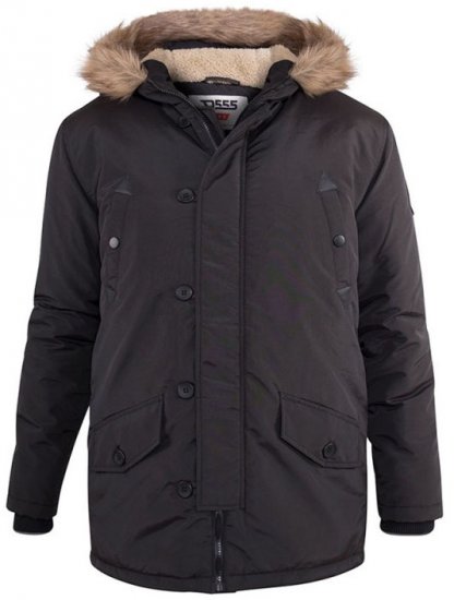 D555 Dundee Parka Jacket With Fur trimming and Teddy Fur Lined hood - Vestes - Vestes Homme Grandes Tailles