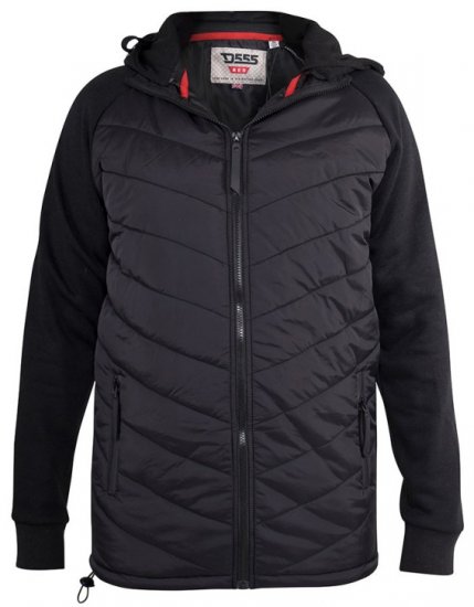D555 Thorpe Hooded Quilted Jacket With Fleece Sleeves And Removable Fleece Hood - Vestes - Vestes Homme Grandes Tailles