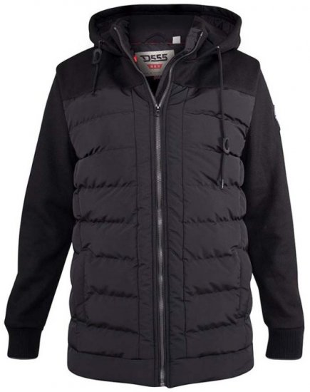 D555 Hampshire Hooded Quilted Jacket Black - Vestes - Vestes Homme Grandes Tailles