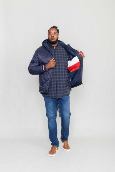 D555 Angus Diamond Quilted Puffer Jacket Navy - Vestes - Vestes Homme Grandes Tailles