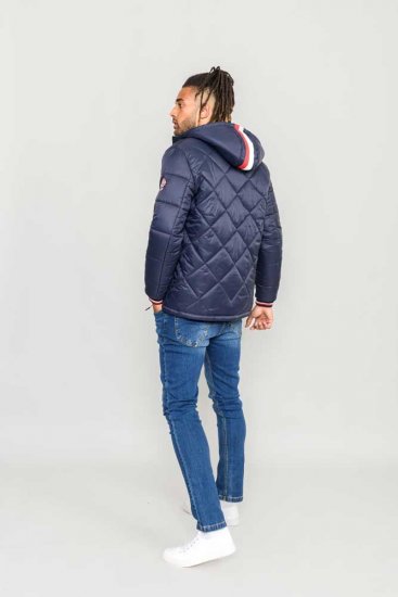 D555 Angus Diamond Quilted Puffer Jacket Navy - Vestes - Vestes Homme Grandes Tailles