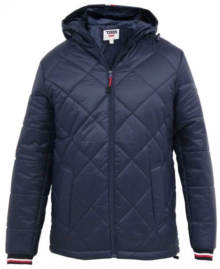 D555 Angus Diamond Quilted Puffer Jacket Navy - Vestes - Vestes Homme Grandes Tailles