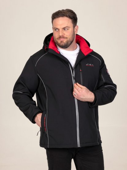 D555 Jamie Soft Shell Detachable Hood Padded Jacket Noir - Vestes - Vestes Homme Grandes Tailles