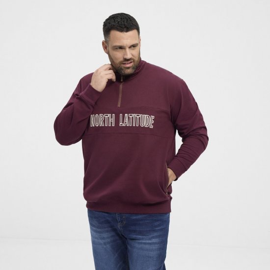 North Latitude Half Zip Sweat Bordeaux - Sweatshirts & hoodies - Sweatshirts/Hoodies grande taille homme