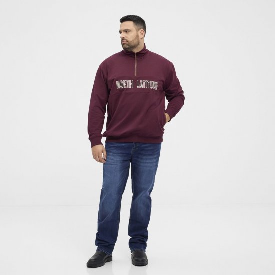 North Latitude Half Zip Sweat Bordeaux - Sweatshirts & hoodies - Sweatshirts/Hoodies grande taille homme