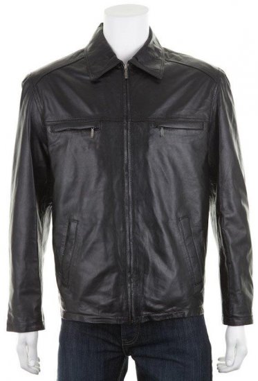 Woodland 636 Harrington Leather jacket Black - Vestes - Vestes Homme Grandes Tailles