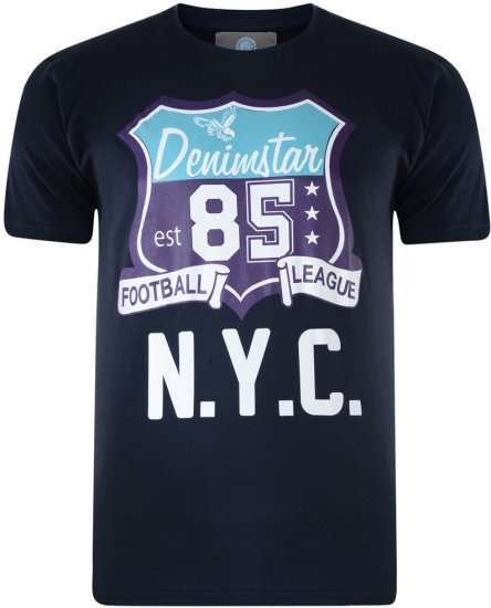 Kam Jeans Star 2-pack T-shirt Navy/Denim - T-shirts - T-shirts Homme Grande Taille